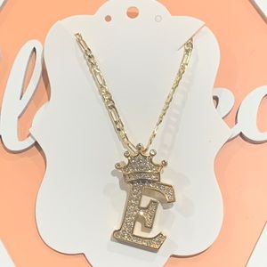 Letter E crown necklace